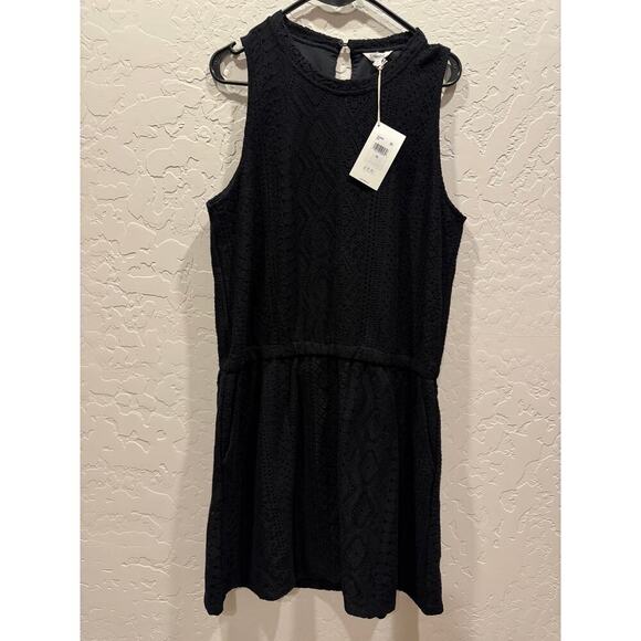 Splendid Black embroidered eyelet overlay knee length lined dress XL NWT - Picture 1 of 4